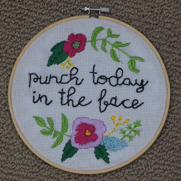 Urban Outfitters Other - “punch today in the face” embroidered room decor